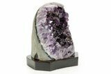 Deep Purple Amethyst Geode With Wood Base - Uruguay #371783-1